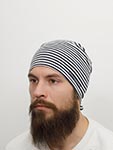 Шапка HAMMABURG арт. 8699903 LONG BEANIE REVERSIBLE JERSEY (белый / синий / серый)
